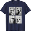 Funny Animal Photography Clothing Co. Funny Llamas with Sunglasses Cool Llama Animals Photo Booth T-Shirt - Navy Blue