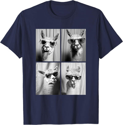Funny Animal Photography Clothing Co. Funny Llamas with Sunglasses Cool Llama Animals Photo Booth T-Shirt