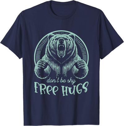 'FREE-Hugs' s Grizzly Bear s 'Woodcut Style' T-Shirt