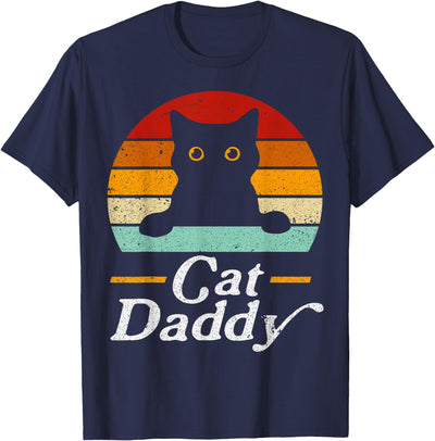 Best Cat Lover Dad Vintage Mens Graphic Apparel Black Cat Daddy Retro Birthday & Father's Day Cat Dad Mens T-Shirt