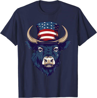 Cow Patriotic Buffalos Celebrating 4th of July Buffalo T-Shirt