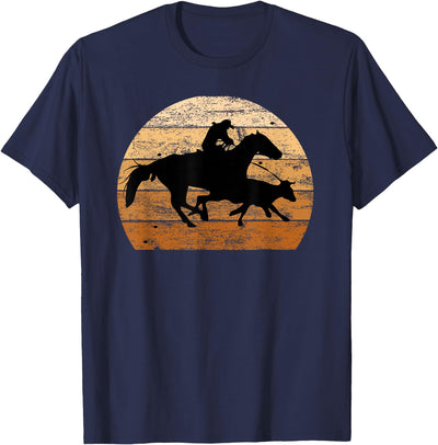 Roping Rodeo Shirts and Gift Co. Brown Distressed Style Western Cow Horse Calf Roping T-Shirt