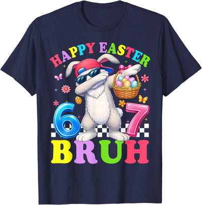 Happy Easter 6 7 Bruh Dabbing Bunny Kids T-Shirt