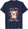 Pig Lover Designs Just a Girl Who Loves Pigs - Funny Pig Lover Farmer T-Shirt - Navy Blue