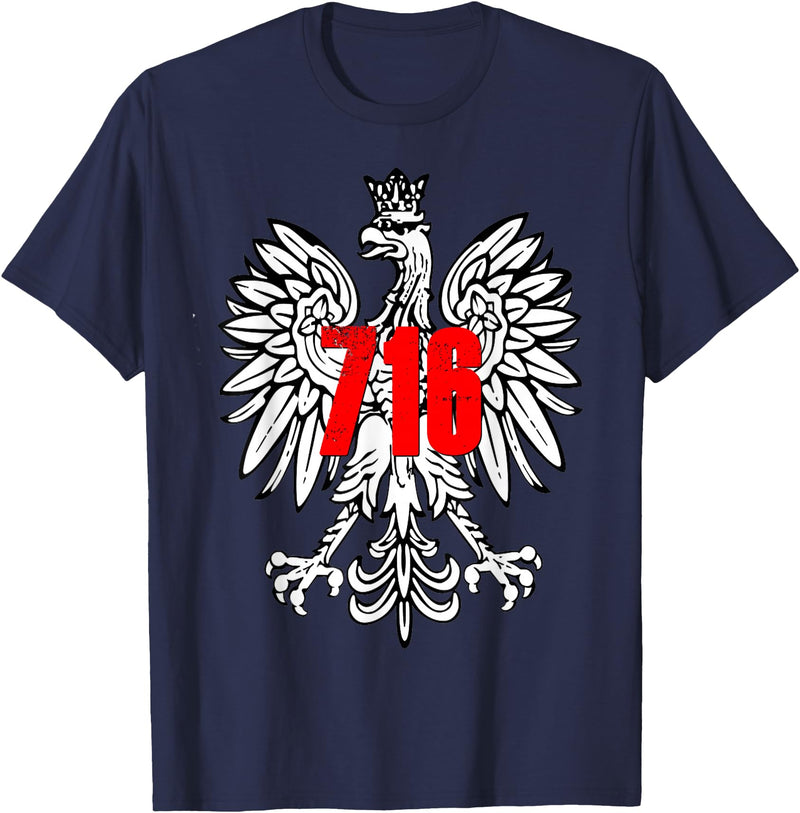 Polish Pride Buffalo Dyngus Day Shirt Polish Falcon Eagle 716 Buffalo NY New York T-Shirt - Navy Blue