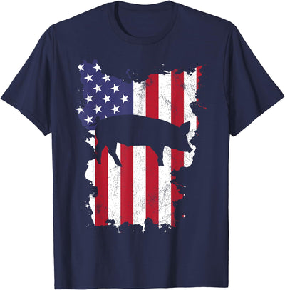 Pig Farm 4th Of July USA Flag US America Vintage T-Shirt