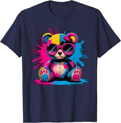 Colorful Teddy Bear with Sunglasses T-Shirt