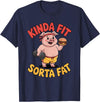 Funny Fitness Humor Food Lifestyle Merch. Kinda Fit Sorta Fat Funny Workout Burger Pig Gym T-Shirt - Navy Blue