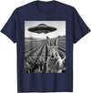 Rabbit Selfie with Alien UFO Funny Rabbit Lover Men Women T-Shirt in Navy Blue