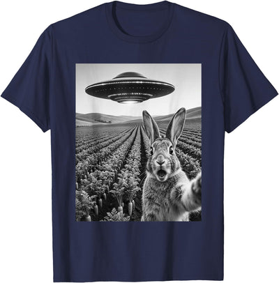 Bunny Spots a UFO in the Field Photo-Style Tee