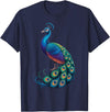 Peacock Peafowl Colorful Bird Peacock Illustration T-Shirt - Navy Blue