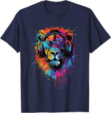 Lion Sunglasses Headphones Design Lion Sunglasses Headphones T-Shirt - Navy Blue