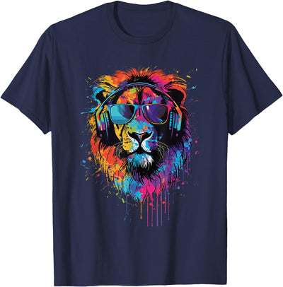 Lion Sunglasses Headphones T-Shirt