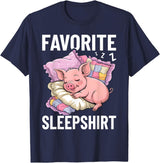 Piggy Lover Gift Co. Favorite Sleep, Napping Pig, Piglet & Piggy Pajama T-Shirt - Navy Blue