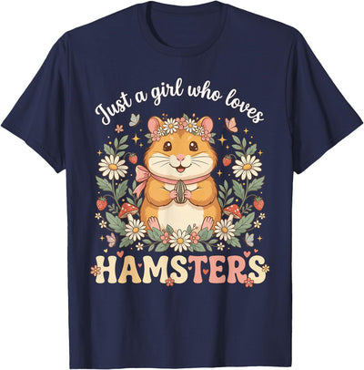 Just a Girl Who Loves Hamsters Cute Floral Pet Aesthetic T-Shirt