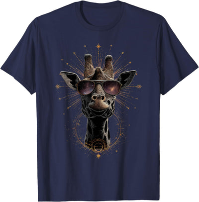 Giraffe with Sunglasses Graphic Safari Giraffe Animal Lover T-Shirt