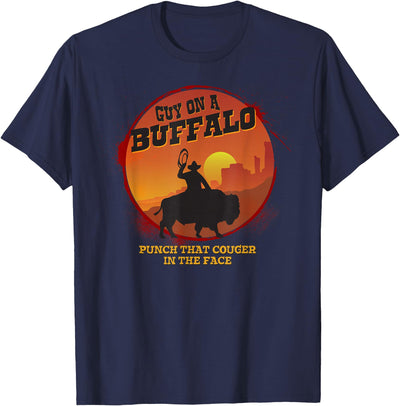 Cow Guy on a Buffalo Sunset Possum Possee Funny T-Shirt