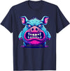 Cartoon Pig Art I Kids Pig Angry Pig I Colorful Pig T-Shirt - Navy Blue