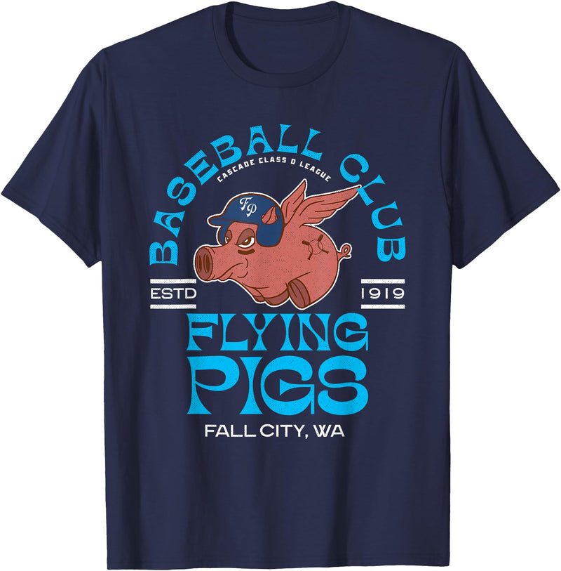 Retro Minor League Baseball Team Apparel Fall City Flying Pigs Retro Minor League Baseball Team T-Shirt - Navy Blue