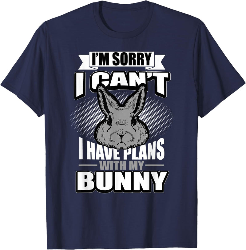Cute Rabbit Lover Bunny Graphic T-Shirt (Pink) in Navy Blue