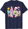 Easter Mama Bunny Ears Coquette Bow Easter Rabbit Mom Women T-Shirt in Navy Blue