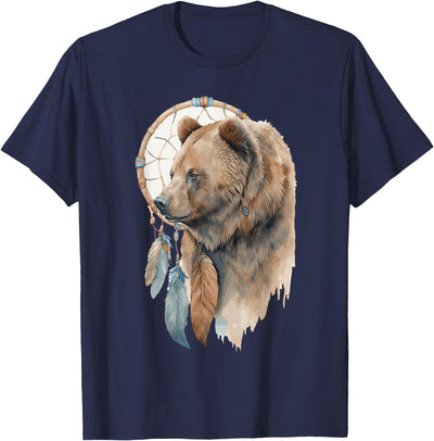 Bear Tribal Watercolor Bear Dream Catcher T-Shirt