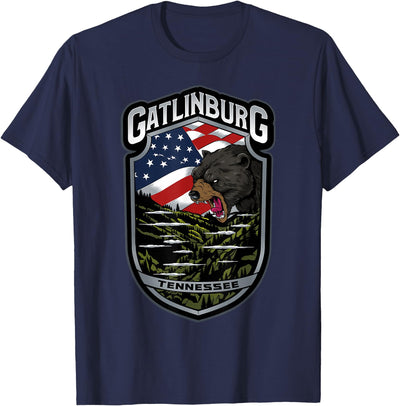 Gatlinburg Tennessee Souvenirs Bears Gifts TN American Flag T-Shirt