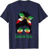 Iran For Women Iranian For Girl Flag Lion Persian T-Shirt - Navy Blue