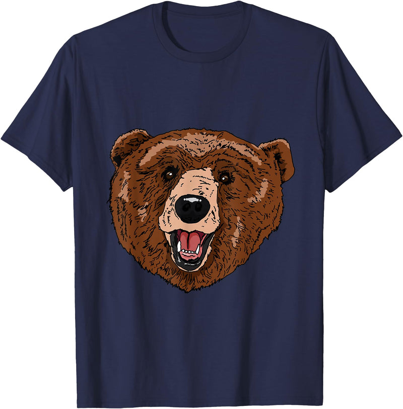 Bear Head Gift idea for Bear Lover Smile friendly brown Bear Head for Bears Lovers T-Shirt - Navy Blue