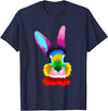 Colorful Rabbit Head Safari Animal Art Wildlife T-Shirt in Navy Blue