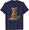 Cute Cougar & Mountain Lion Apparel Cute Mountain Lion Cub Cougar T-Shirt - Navy Blue