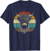 Scottish Highland Cow Lovers men woman kids Scottish Highland Cow Cattle Hairy Cow Retro for Cow Lovers T-Shirt - Navy Blue