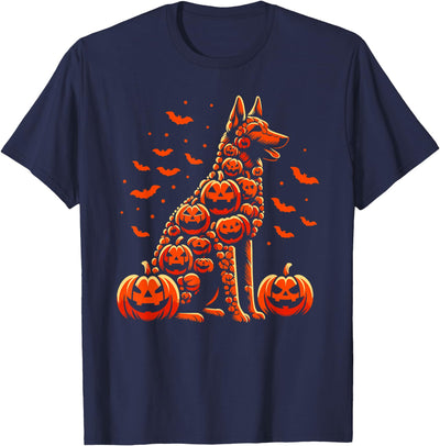 Belgian Malinois Lovers Halloween Outifts Boy Girl Belgian Malinois Pumpkin Jack O Lantern Halloween Men Women T-Shirt