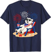 Polar Bear Patriotic Happy Beach Paws Co 4th of July Polar Bear Happy Beach Patriotic Animal Lovers T-Shirt - Navy Blue