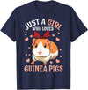 Cute Guinea Pig Co. Just A Girl Who Loves Guinea Pigs Lover Mom Girls Cavy T-Shirt - Navy Blue