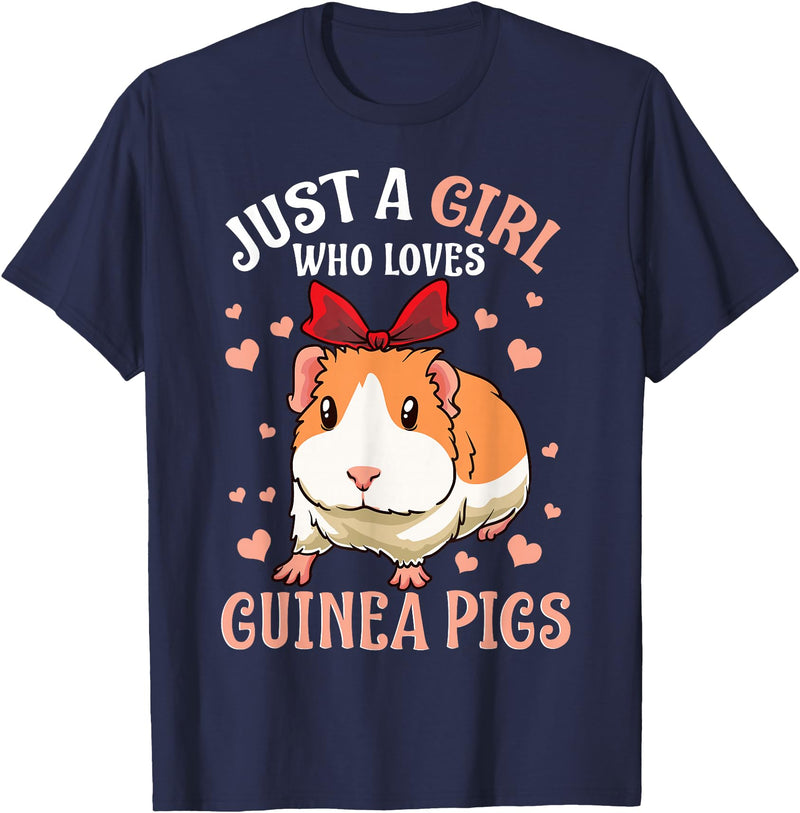 Cute Guinea Pig Co. Just A Girl Who Loves Guinea Pigs Lover Mom Girls Cavy T-Shirt - Navy Blue