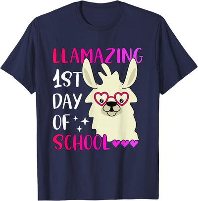 Amazing First Day of School - Geslonedesigns Llamazing 1st Day of School Teacher Llama Back to School T-Shirt