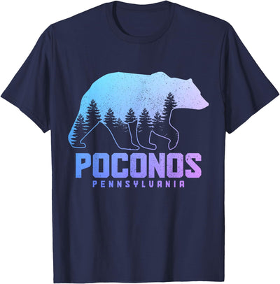 Poconos Pennsylvania Bear Hiking Vintage Pocono Mountains T-Shirt