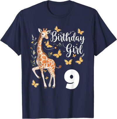Giraffe 9th Birthday Girl 9 Years Old Giraffe Lover T-Shirt