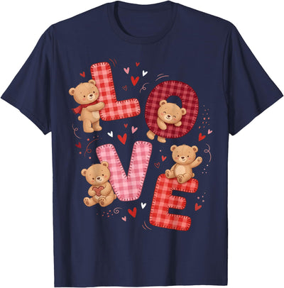 Cute Teddy Bear Women Valentines Shirt Girl Love Heart T-Shirt