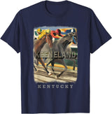 Keeneland Kentucky Horse Racing Excitement Keeneland Kentucky KY Horse Racing Excitement SD447 T-Shirt - Navy Blue
