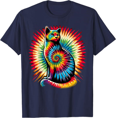 Funny Cat Lovers Cute Cat Tie Dye T-Shirt