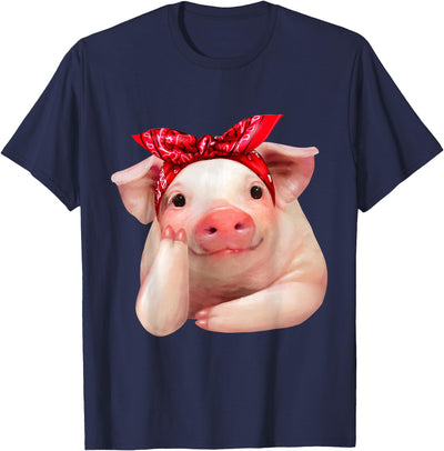 Red Bandanna Pig Funny I Love Piggy T-Shirt