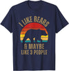 Retro Vintage Bear Co I Like Bears And Maybe Like 3 People Bear Lover Retro T-Shirt - Navy Blue