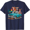 Farm Pickup Truck Farm animals Cow Girl Wife Tee Vintage Pickup Truck Farm Animals Rooster, Cow, Pig, Donkey T-Shirt - Navy
