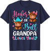 Reveal Party Highland Cow Bull or Heifer Grandpa Loves You Highland Cow Lover T-Shirt - Navy Blue