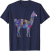 We Love Llamas & Alpacas - Peru Souvenirs Co. Peru Souvenir Llama Alpaca Flowers Peruvian Souvenir T-Shirt - Navy Blue