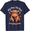 Cow Farming Animals Western Cow Cattle Rancher It's Fine Farm Farmer Scottish Highland Cows T-Shirt - Navy Blue