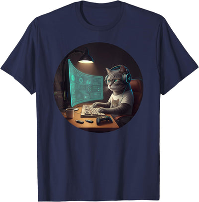 Cat Computer Nerd Programmer Tee Cat Computer Science Nerd Tech Coding Gaming Programmer T-Shirt