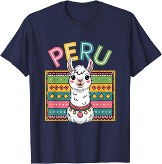 Peru Flag Peruvian Roots Peru Llama Peruvian Roots Peru Heritage T-Shirt - Navy Blue
